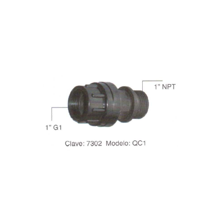 7302 F&Q QC1 CONECTOR CON TUERCA UNIÓN (PLÁSTICO)